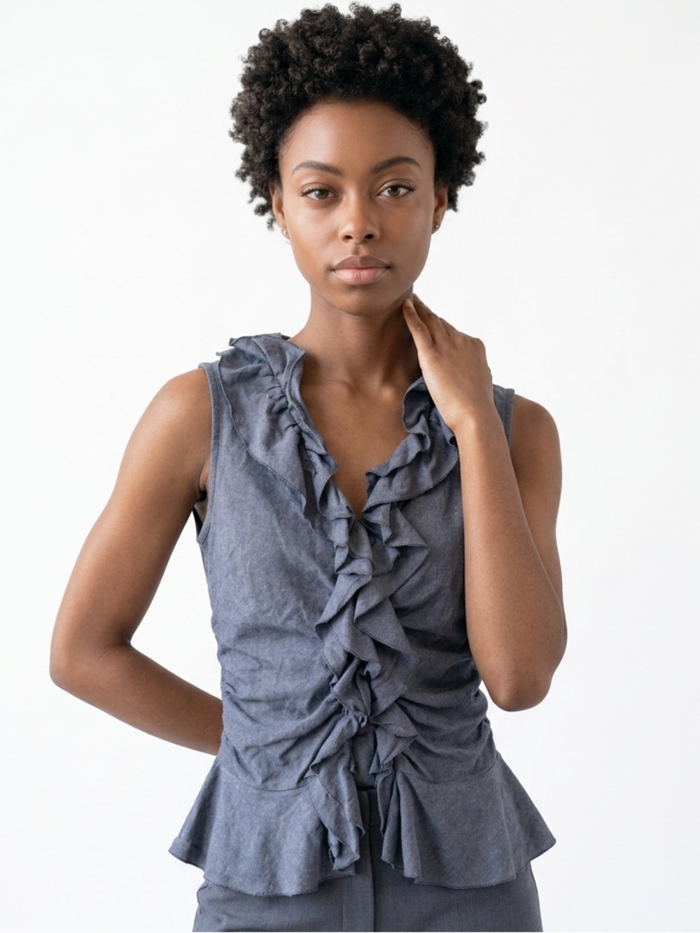 Wd-ny ruched ruffled blouse
